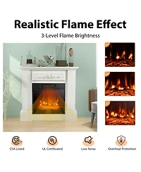 32'' Electric Fireplace Mantel Tv Stand Space Heater