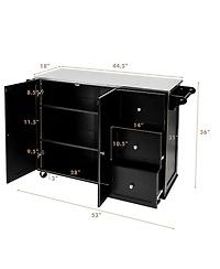 Kitchen Island 2-Door Storage Cabinet Stainless Steel Top