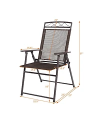 Costway Set of 4 Patio Folding Sling Chairs Steel Textilene Camping