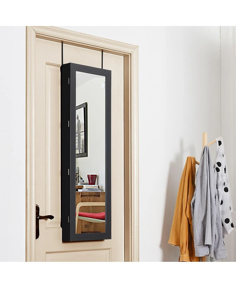 Costway Wall Door Mounted Mirror Jewelry Cabinet Organizer