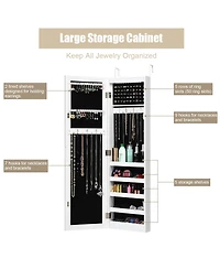 Costway Wall Door Mounted Mirrored Jewelry Cabinet