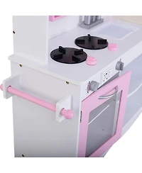 Costway Kids Wood Kitchen Toy Cooking Pretend Play Set Toddler Wooden Playset
