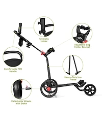 Foldable 3 Wheel Golf Pull Push Cart Trolley