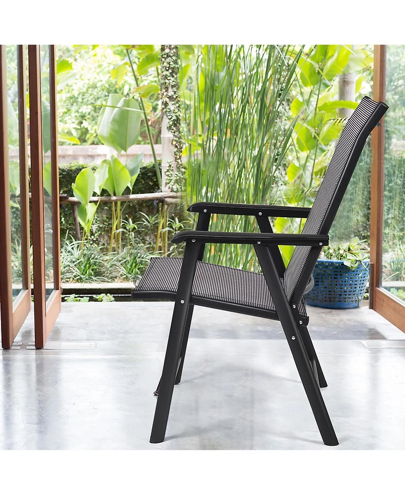 Costway Set of 4 Outdoor Patio Folding Chairs Camping Deck Garden Pool Beach W/Armrest