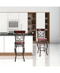 Costway Set of 2 Vintage Bar Stools 30" Swivel Padded Seat Bistro