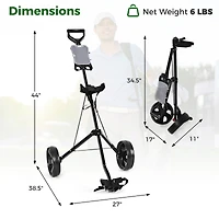 Costway Folding 2 Wheel Push Pull Golf Club Cart Trolley Swivel