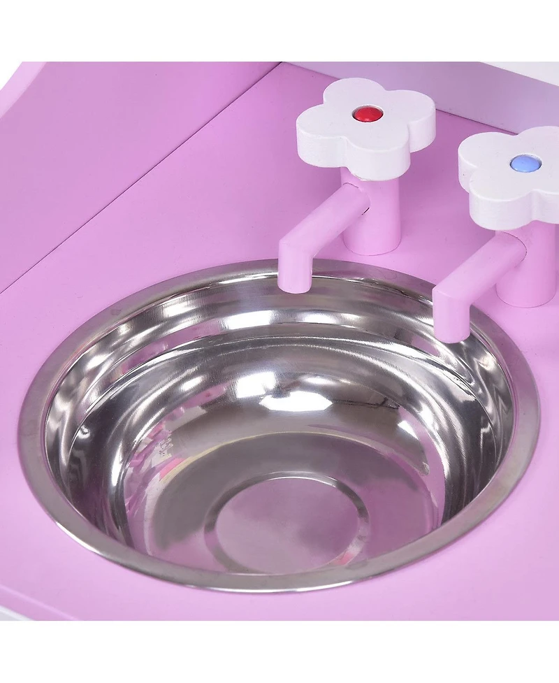 Costway Kids Wooden Play Set Kitchen Toy Strawberry Pretend Cooking Playset Toddler