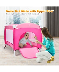 Costway Foldable Baby Crib Playpen Travel Infant Bassinet Bed