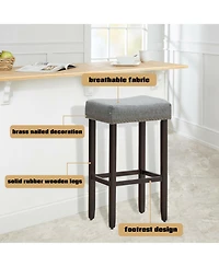 Costway Set of 2 Nailhead Saddle Bar Stools 29" Height