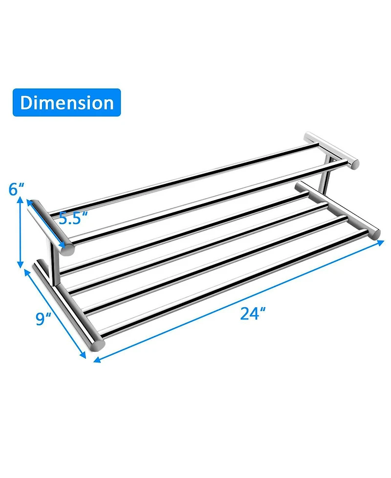 Wall Mounted Towel Rack Bathroom Hotel Rail Holder Storage Shelf Stainless Steel