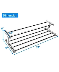 Wall Mounted Towel Rack Bathroom Hotel Rail Holder Storage Shelf Stainless Steel