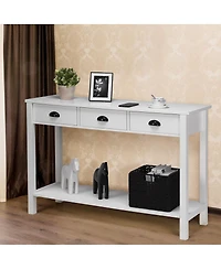 Costway 47" Console Table Hall Table Side Desk Accent Table Drawers Shelf Entryway