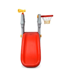 Costway Children Castle Slide Play Slide with Basketball Hoop and Telescope Toy