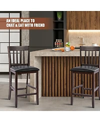 Costway Set of 2 Bar Stools Counter Height Chairs w/ Pu Leather Seat