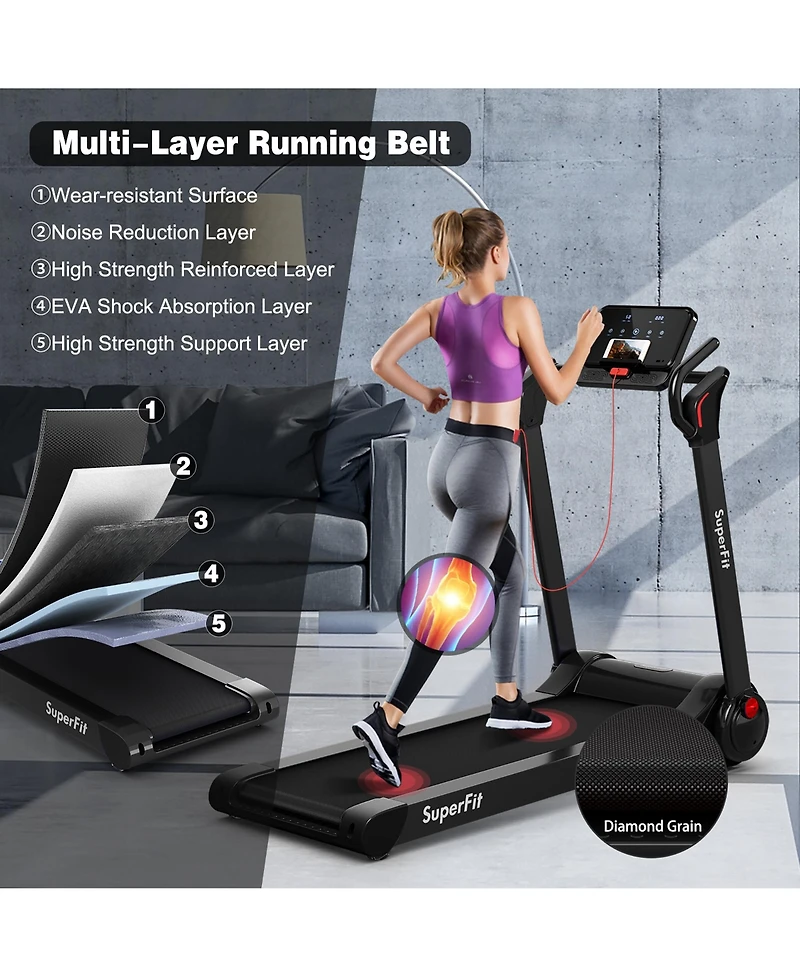 2.25HP Electric Treadmill Running Machine App Control for Home Office