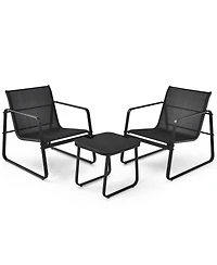 3PCS Patio Bistro Furniture Set Glass Top Table Garden Deck