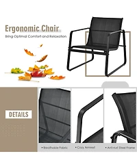 3PCS Patio Bistro Furniture Set Glass Top Table Garden Deck