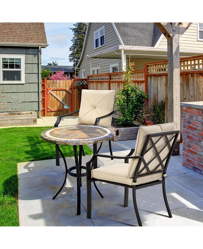 Costway 4 Pcs Patio Dining Chairs Stackable Removable Cushions Garden Deck