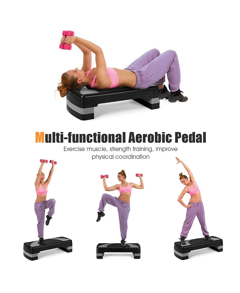 31'' Aerobic Exercise Stepper Cardio Trainer W/Riser Adjustable