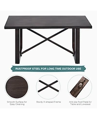 Costway 2PCS Patio Loveseat Coffee Table Set 6'' Thick Cushion Garden