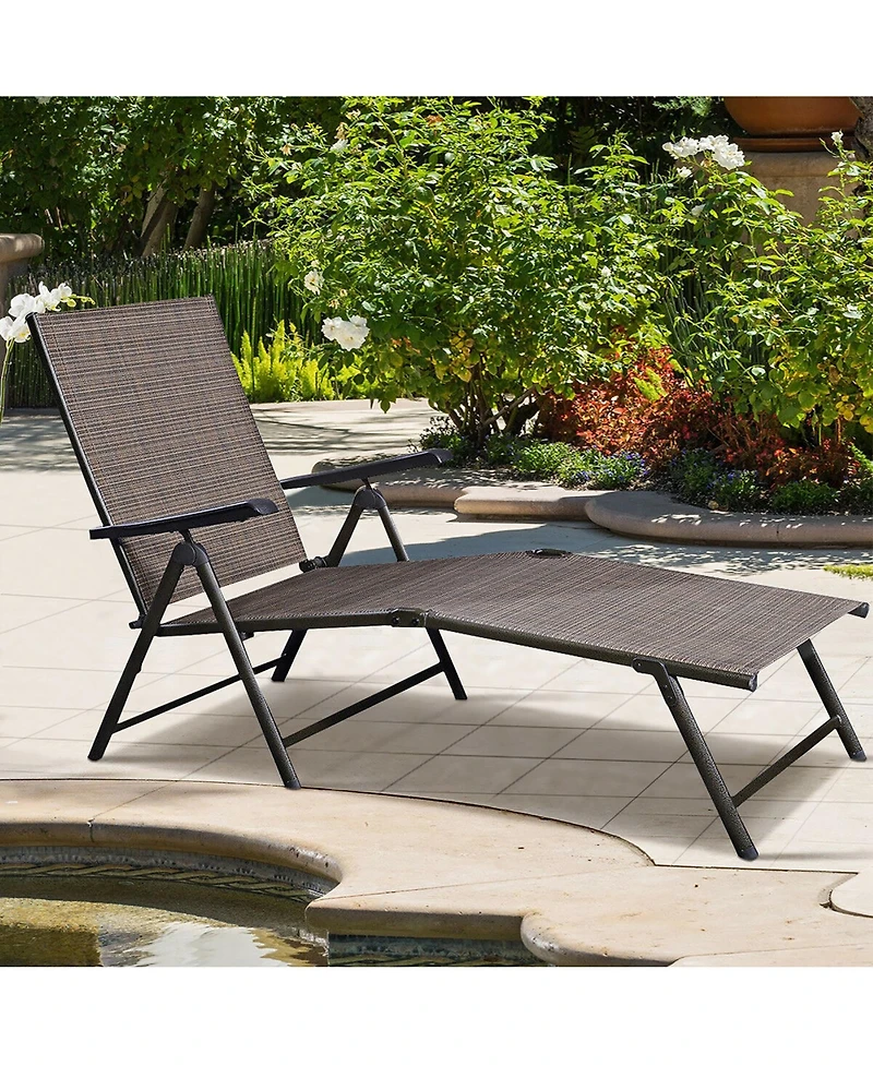 Costway 2PCS Pool Chaise Lounge Chair Recliner Outdoor Patio Furniture Adjustable New