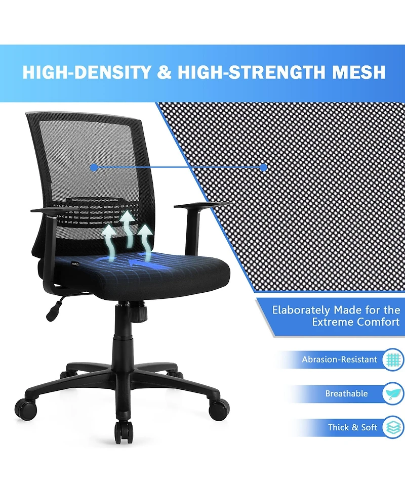Mesh Office Chair Mid Back Task Chair Height Adjustable