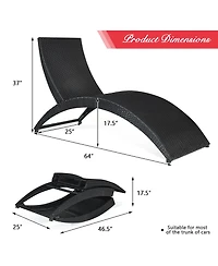 Costway Folding Patio Rattan Lounge Chair Chaise Cushioned Portable Garden Lawn