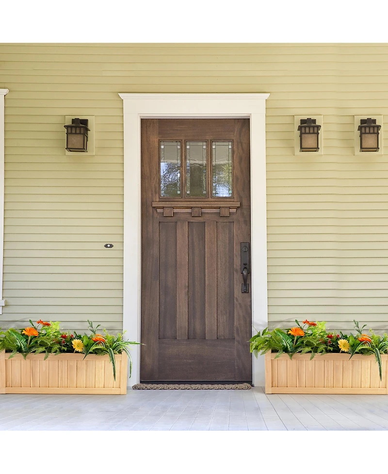 Rectangle Wood Flower Planter Box Portable Raised Vegetable Patio