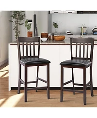Sugift 25 Inches Set of 2 Bar Stools with Rubber Wood Legs