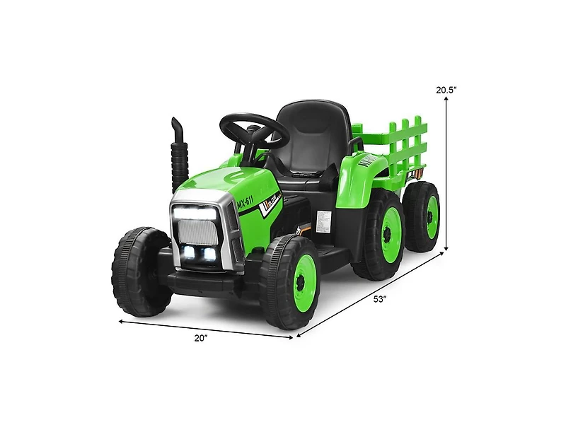 Slickblue 12V Ride on Tractor with 3-Gear-Shift Ground Loader for Kids 3+ Years Old