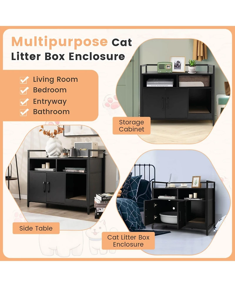 Hidden Cat Washroom with Double Doors and Scratch Cardboard
