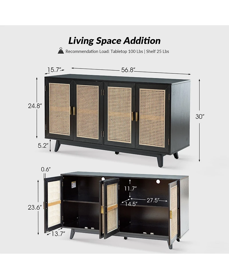 Hulala Home Byblis Rattan Tv Stand for TVs up to 65"