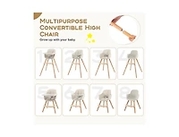Slickblue Kids 3-in-1 Convertible Wooden High Chair with Cushion-Light Gray