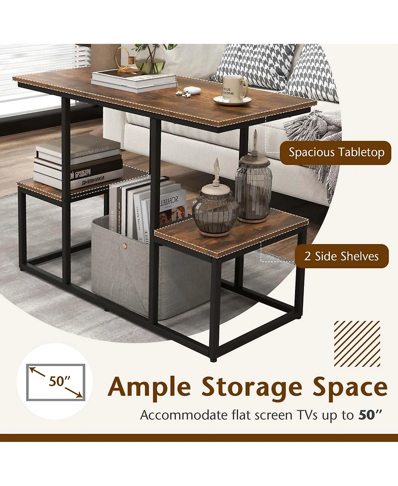 Rustic Tv Console Table for 50" TVs Industrial Sofa Table with Open Storage Shelves