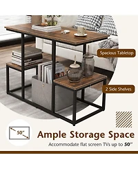 Rustic Tv Console Table for 50" TVs Industrial Sofa Table with Open Storage Shelves