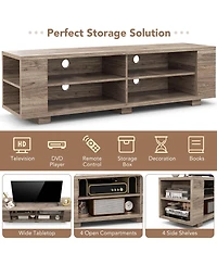 59" Wood Tv Stand Console Storage Entertainment Media Center with Shelf