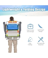 Gymax 2PCS Folding Beach Backpack Chair Reclining Camping Chair w/ Storage Bag