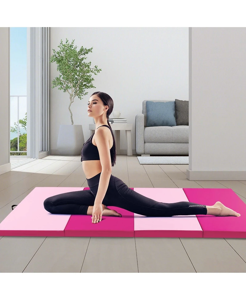 10' x 4' x 2" 4-Panel Folding Exercise Mat with Carrying Handles for Gym Yoga