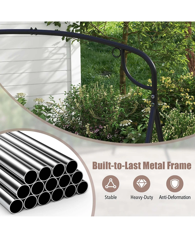 Costway Patio Metal Swing Stand Heavy-Duty A-Shaped Swing Frame with Double Side Bars