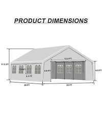 Aoodor 26 x 20 Ft. Marquee Party Tent with Church Window Sidewalls ,Waterproof Pavillion Tent ,Outdoor Event Tent,Wedding Party Tent - White