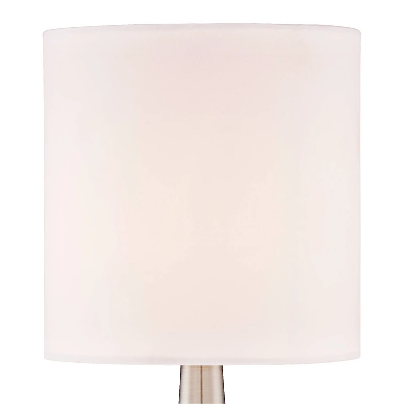 360 Lighting Zofia Modern Accent Table Lamps 13" High Set of 2 Brushed Nickel Silver Tapered Metal Touch On Off White Fabric Drum Shade for Bedro