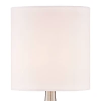 360 Lighting Zofia Modern Accent Table Lamps 13" High Set of 2 Brushed Nickel Silver Tapered Metal Touch On Off White Fabric Drum Shade for Bedro