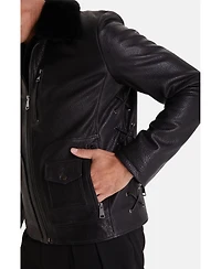 Furniq Uk Men's Leather Jacket, Black