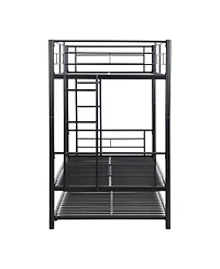 Simplie Fun Metal Bunk Bed With Trundle Black