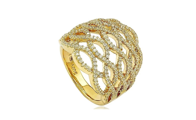 Suzy Levian New York Suzy Levian Sterling Silver Cubic Zirconia Pave-set 5-row Infinity Ring