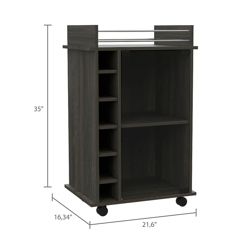 Streamdale Savannah 6-Bottle 3-Shelf Bar Cart White