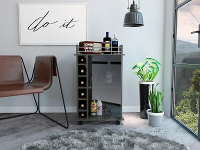 Streamdale Savannah 6-Bottle 3-Shelf Bar Cart White
