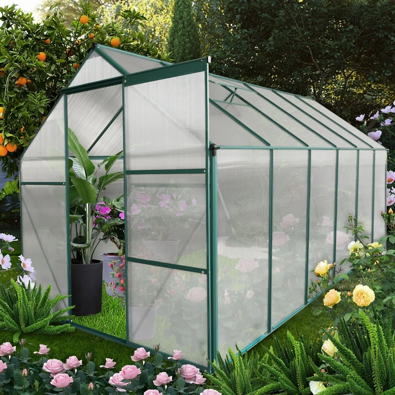 Streamdale Furniture Aluminum Polycarbonate Greenhouse with Raised Base