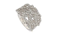 Suzy Levian Sterling Silver Cubic Zirconia Pave Pave Leaf Ring