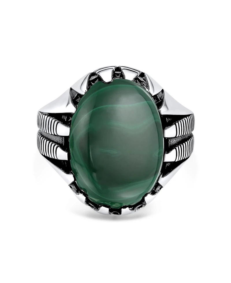 Bling Jewelry Biker Animal Claw Set Large Oval Cabochon Signet Statement Western Ring Oxidized Silver